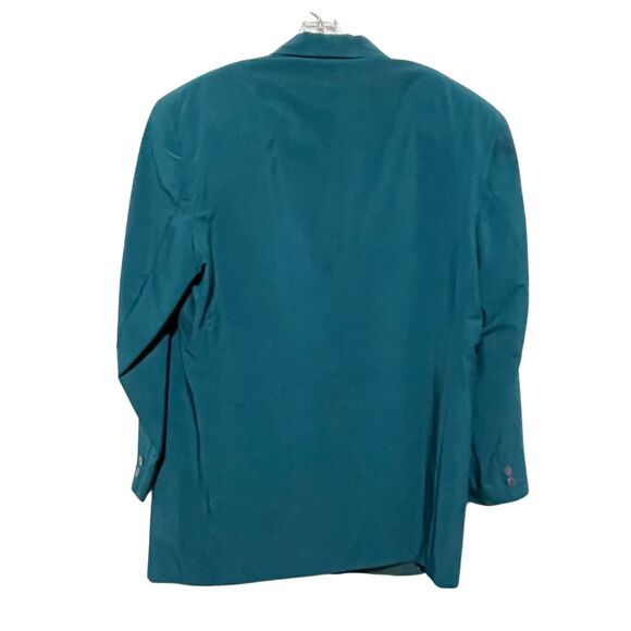 Vintage Oversized Blazer Co-ord Suit Matching Set Teal High Waist Pleated Pants - Picture 10 of 16